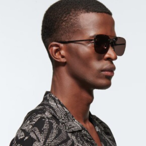 Saint Laurent SL309 RIMLESS 001 Aviator Sunglasses - Black - Picture 3 of 12